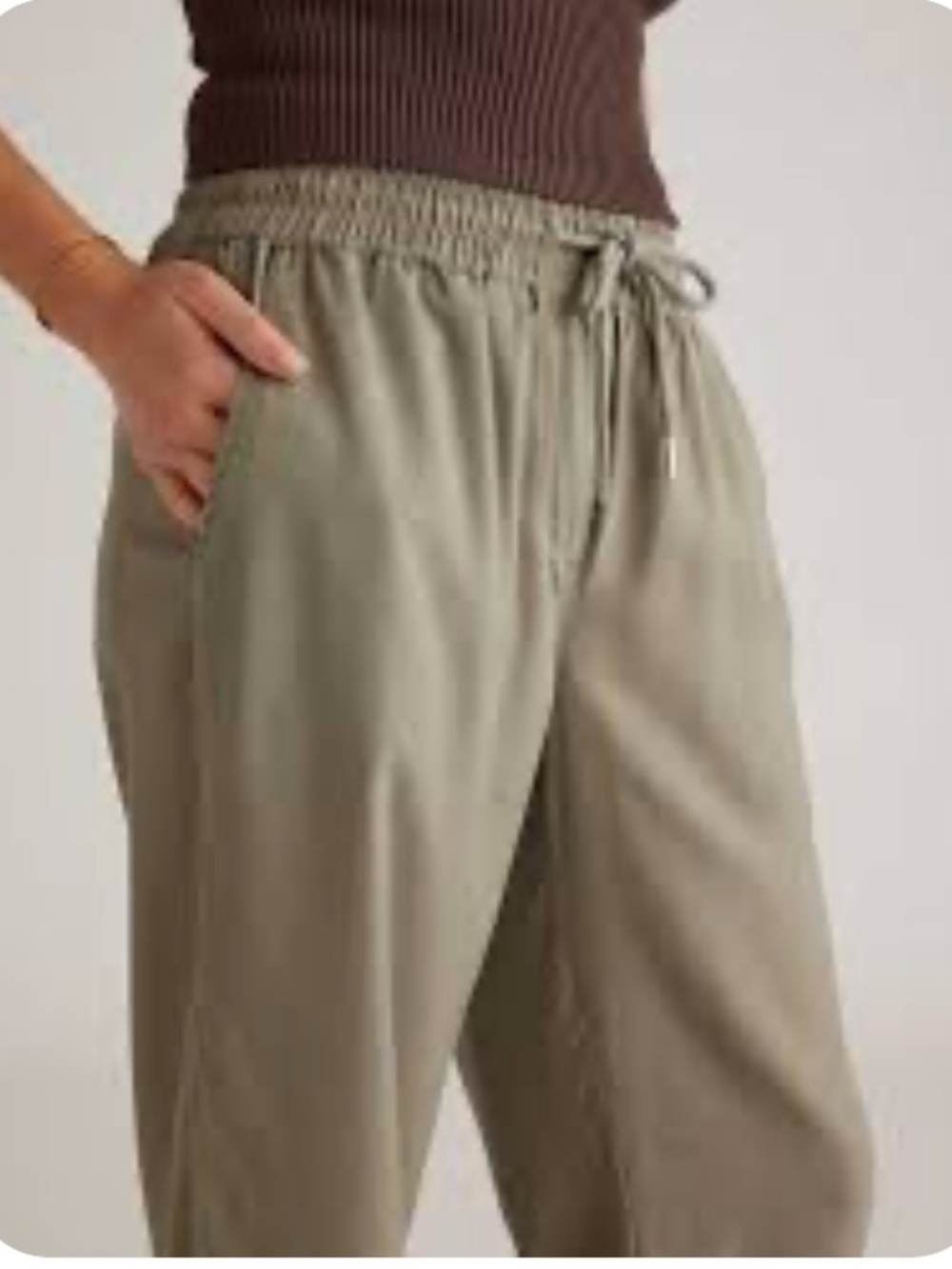 Quince Vintage Wash Tencel Wide Leg Pants Olive Size XL - Picture 4 of 9